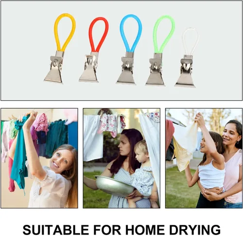Vista 4 de Cabilock Ganchos para toallas de baño, 20 unidades, clips de cuerda de color metálico, clips para toallas para cocina y baño