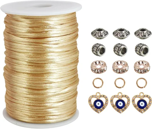 Vista 12 de Nuevo 20bundles 200Yards 0.098 in Satin/Rattail Cordón de seda para collar, pulsera, cordón de cuentas