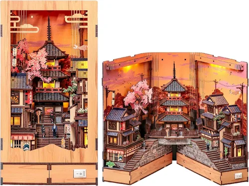 Vista 8 de CUTEBEE Kit de construcción de modelos de madera 3D, caja de música, kit de diorama de bricolaje con luz LED, música, humo de atomización, potencia