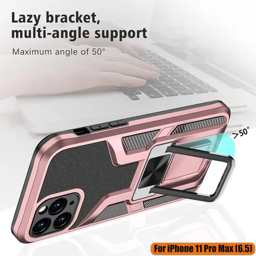 Vista 7 de Funda compatible con iPhone 11 Pro Max resistente de grado militar a prueba de golpes, doble protección (TPU+PC), funda magnética sólida y duradera