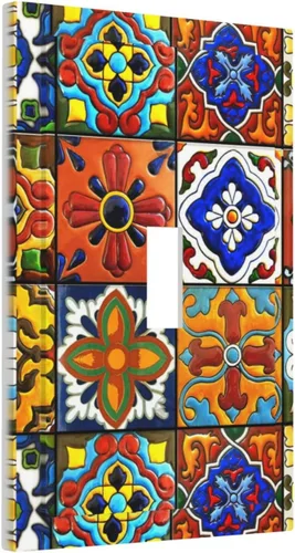 Vista 27 de Azulejos Negros Texturas Modernas Retro Marruecos 1 Gang Cubierta de Interruptor de Luz Sin Dispositivo Placa de Pared en Blanco Decorativa Placa