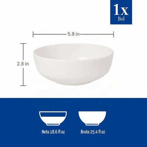 Vista 3 de Villeroy & Boch Afina - Tazón de arroz de porcelana premium, fabricado