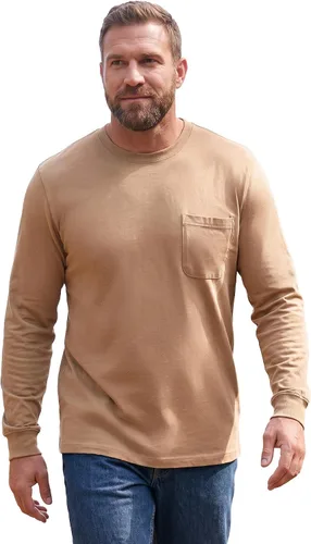 Vista 16 de KingSize Shrink-Less - Camiseta ligera de manga larga con bolsillo y cuello Negro