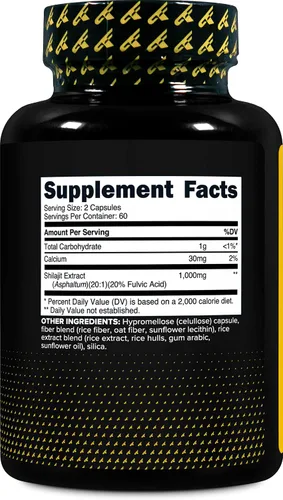 Vista 4 de Primaforce Shilajit 120 cápsulas (1000 mg) - con ácido fúlvico natural, 60 porciones