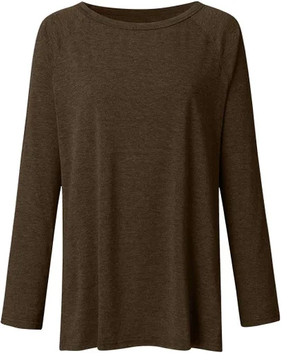 Vista 3 de Aniywn Sudadera de talla grande para mujer, holgada, de manga cortalarga, delgada, sólida, impresa, sin botones