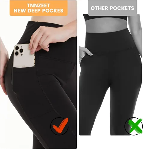 Vista 2 de Tnnzeet - Leggings de talle alto para mujer pantalones deportivos suaves estampados con control de abdomen para entrenamiento o yoga