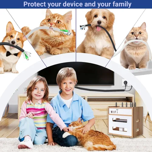Vista 4 de Catekro Caja de almacenamiento para enrutador WiFi, gabinete WiFi para ocultar el enrutador y el módem, caja decorativa para oficina y hogar