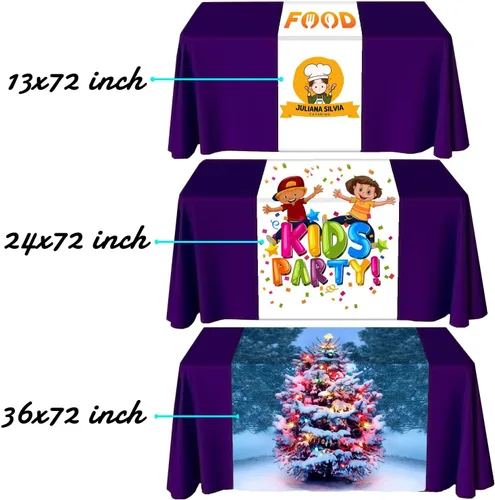 Vista 7 de Camino de mesa personalizado, caminos de mantel personalizados con logotipo/imagen/texto, caminos de mesa personalizados para fiestas, ferias