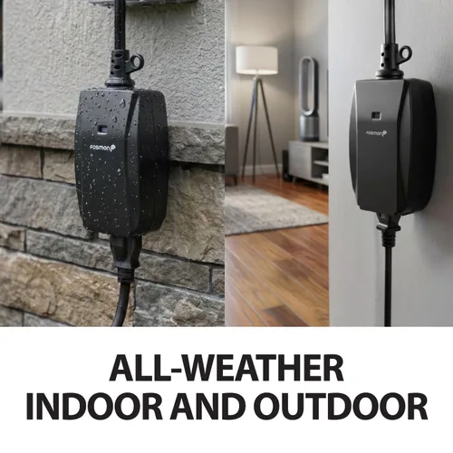 Vista 4 de Fosmon WavePoint - Interruptor de salida eléctrica inalámbrica con control remoto para exteriores, resistente a la intemperie, con enchufe de 3