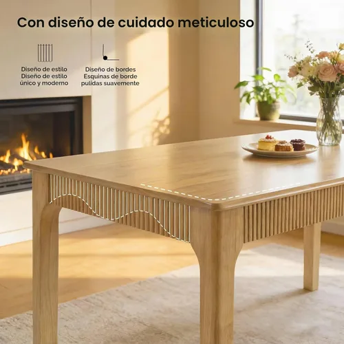 Vista 4 de Mesa de comedor de madera maciza de 31.5", mesa de madera real rectangular