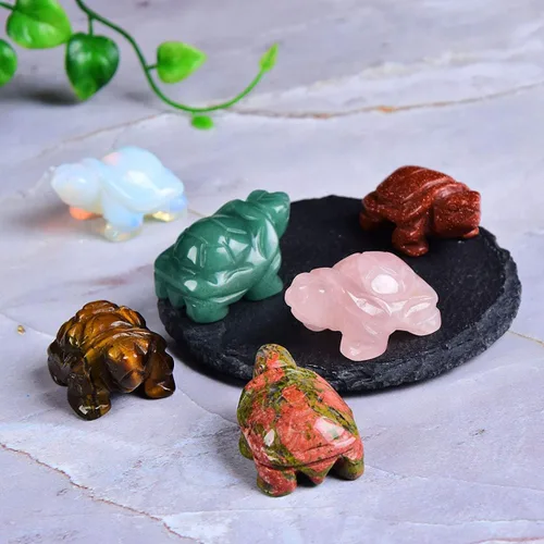 Vista 8 de Figura de tortuga de cristal, estatua de bolsillo de tortuga, tamaño pequeño