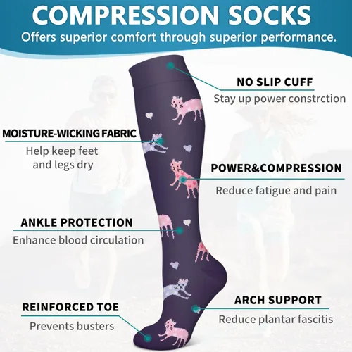 Vista 48 de 6 Pack Copper Compression Socks for Women and Men Circulation-Best Support for Medical, Running,Nursing,Athletic