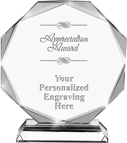 Vista 6 de Premio de cristal personalizado de 6.75 pulgadas con grabado - Premios de trofeos personalizados