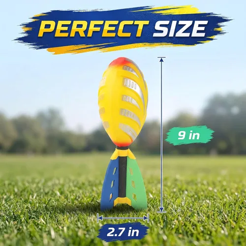 Vista 5 de Liberty Imports Paquete de 12 balones de fútbol de espuma voladora con cola, aviadores deportivos de bolsillo, juguetes para niños, actividades al