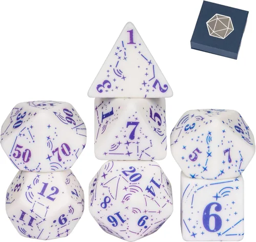 Vista 11 de Juego de dados de resina para DND, juego de 7 dados poliédricos negros D&D rellenos con papel de colores brillantes para juegos de rol