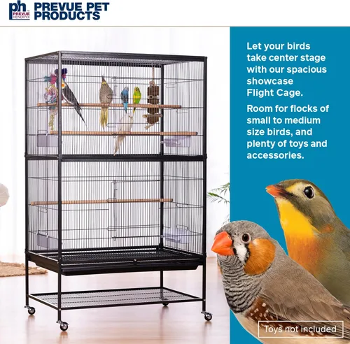 Vista 3 de Prevue Productos para mascotas Jaula de hierro forjado con soporte F040 Jaula para pájaros negra, 31 pulgadas por 20 1/2 pulgadas por 53 pulgadas