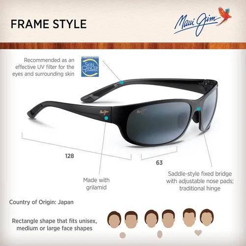 Vista 6 de Maui Jim Men's and Women's Twin Falls Polarized Wrap Reading Sunglasses
