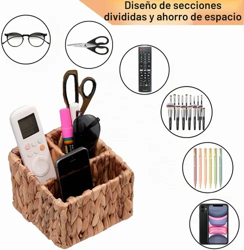 Vista 5 de Organizador de escritorio tejido a mano con 3 compartimentos