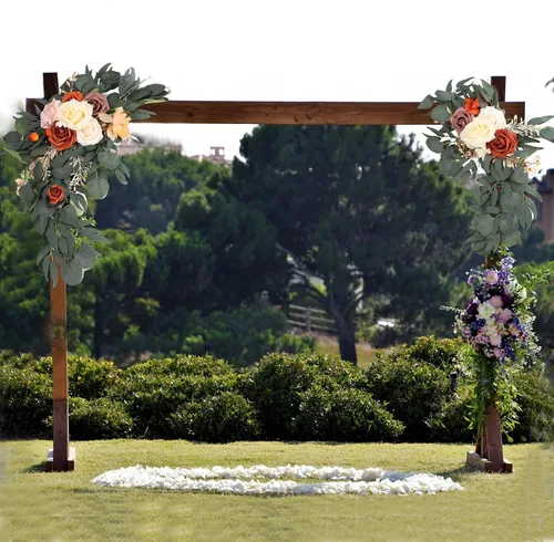 Vista 3 de Juego de 2 flores artificiales para arco de boda, flores artificiales para letrero de boda, decoración de boda polvorienta para decoración de Champán
