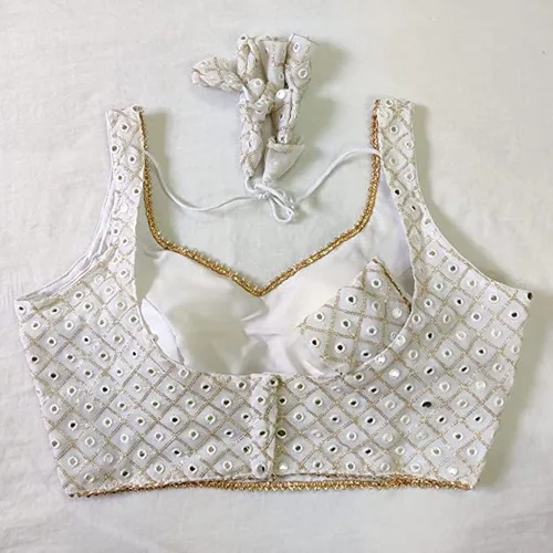 Vista 2 de Indian Hawker Blusa corta estilo sari de Bollywood Pure Georgette para mujer