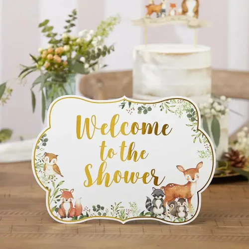Vista 5 de Kate Aspen Decoraciones de baby shower de bosque, kit de letreros decorativos (8 letreros diferentes, letrero de bienvenida para baby shower y más)