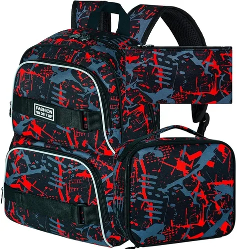 Vista 12 de Mochila de 17 pulgadas para niños y hombres, juego de 3 mochilas para portátiles universitarios para adolescentes y estudiantes, resistente al agua