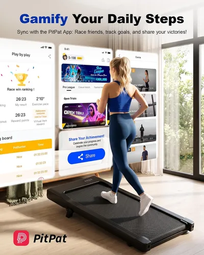 Vista 8 de MJWW 6% Incline Walking Pad, Smart AI Under Desk Treadmill for Home Negro (Charcoal Black)