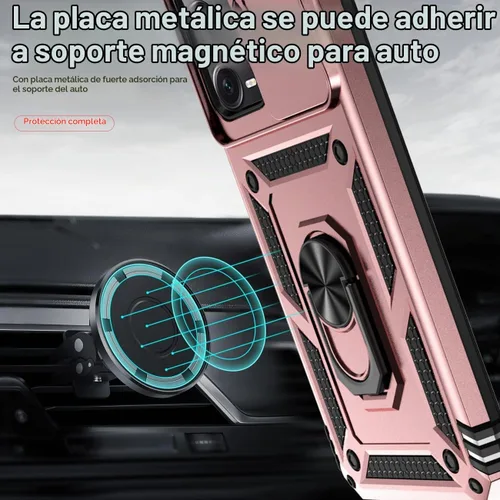 Vista 6 de Funda para Redmi Note 12, Poco X5 5G con protector de pantalla de vidrio templado y cubierta de cámara deslizante, anillo magnético soporte de Oro