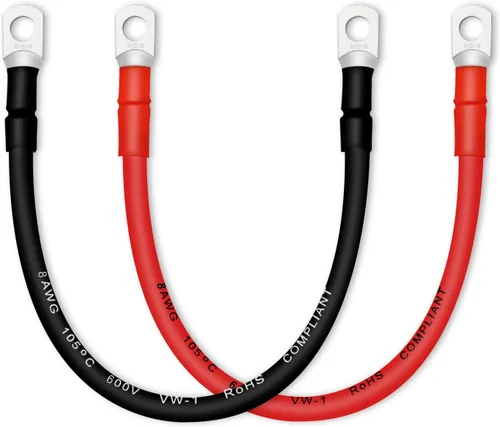 Vista 20 de Cable de batería, cables de batería 2 AWG con terminales, 2 cables de batería de cobre (1 pie).