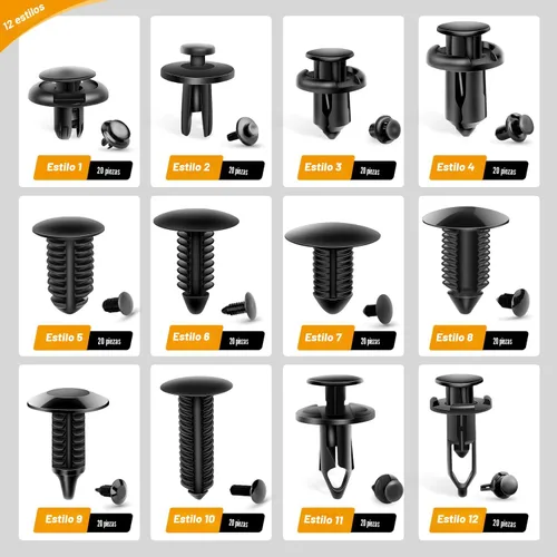 Vista 10 de GOOACC - Kit de 240 clips de retención a presión para automóvil, remaches de plástico y sujetadores, clips para guardabarros, paneles y tapicería