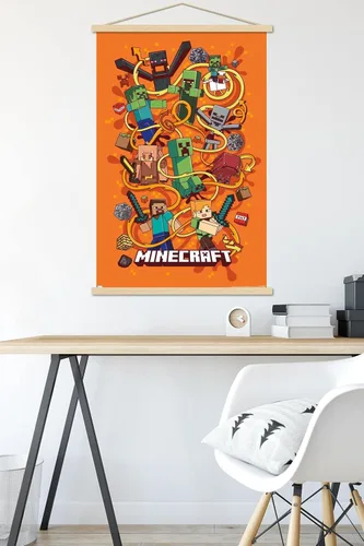 Vista 5 de Trends International Minecraft - Póster de pared Funtage, 22.375 x 34 pulgadas, paquete de impresión premium y colgador de madera de haya