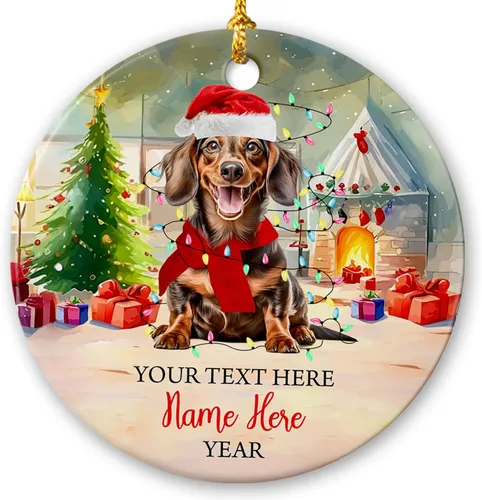 Vista 30 de Adorno de cerámica de Alaska Malamute de Feliz Navidad, decoración personalizada de Papá Noel, perro de Alaska Malamute nombre de perro, decoración