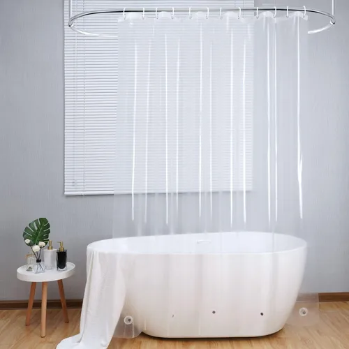 Vista 13 de AooHome Eva - Forro de ducha pequeño de 36 x 72 pulgadas, cortina de baño transparente de calibre 8 con ganchos, imanes inferiores, impermeable