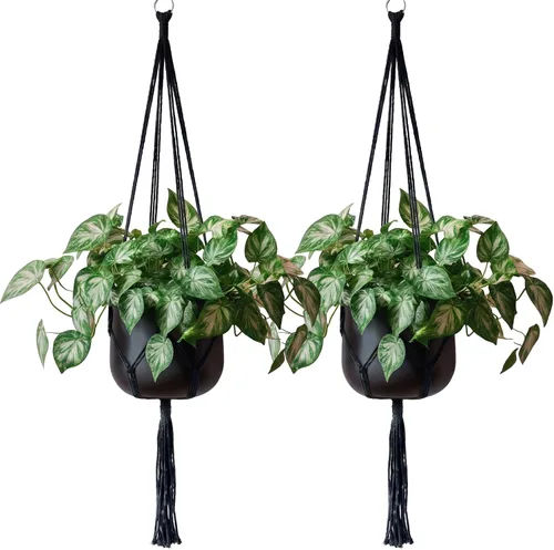 Vista 8 de EBOOT Paquete de 3 cuerdas grandes de macramé para colgar plantas de 33, 41, 48 pulgadas, para colgar macetas para decoración de interiores