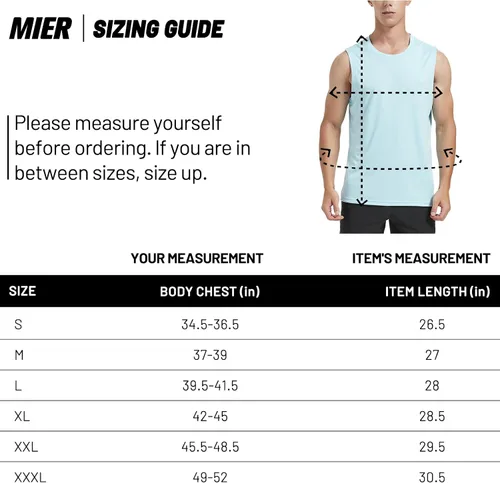 Vista 7 de MIER Camisetas sin mangas de entrenamiento para hombre, UPF 50+, de secado rápido, para correr, sin mangas, con protección UV