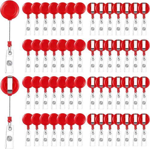 Vista 7 de Handepo - 200 carretes retráctiles para insignias a granel con clips, color negro