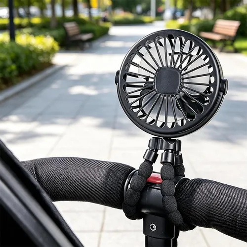 Vista 8 de Ventilador portátil, ventilador recargable para cochecito con trípode Azul