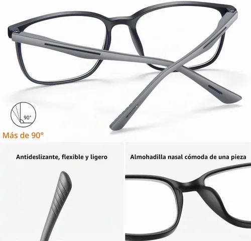 Vista 3 de Reading Glasses for Men,Blue Light Blocking Readers for men with Comfort Spring Hinge 1 Paquete Negro