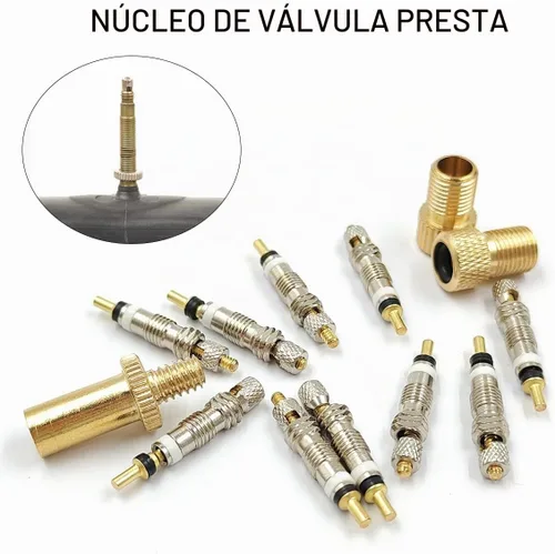 Vista 3 de 10 piezas Presta núcleo de válvula con 3 piezas de adaptador de válvula Presta a Schrader, válvula sin cámara, núcleo de repuesto de bicicleta