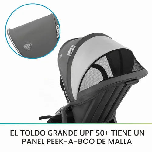 Vista 5 de Evenflo Pivot Xplore - Cochecito para cochecito segundo asiento, color gris aventurero