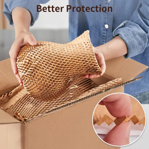 Vista 3 de JARLINK - Papel de embalaje de panal de abeja, rollo de burbujas de 15 pulgadas x 213 pies para embalaje