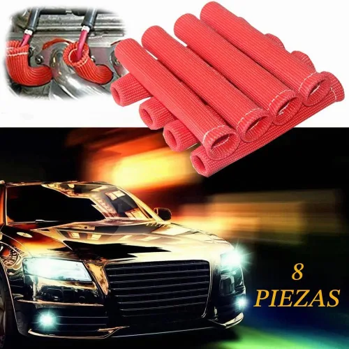 Vista 7 de Mangas protectoras para cables de bujía con aislamiento de protección térmica, cubierta de blindaje térmico de 1200 grados, 6 pulgadas para auto