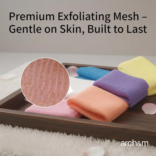 Vista 3 de ARCH&M Toalla Exfoliante, Toalla de Baño Japonesa, Exfoliante Coreano, Exfoliante Corporal de Nailon, Exfoliante de Espalda para Ducha, Alternativa