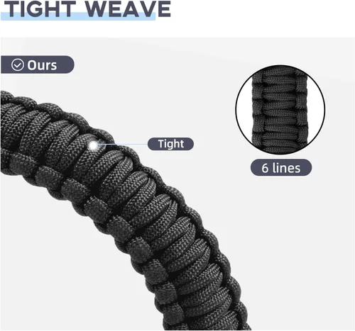 Vista 3 de Eslingas de dos puntos 550 Paracord Correa ajustable con gancho de metal y giratorios sólidos para exteriores Two Point Sling Made of 6 Strand 550