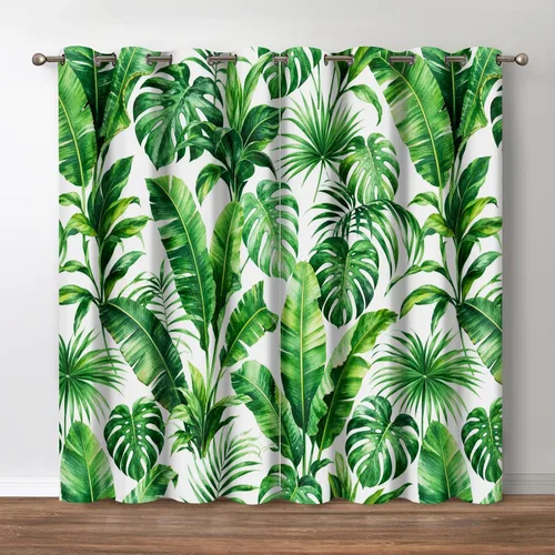 Vista 9 de Jekeno Cortinas opacas para oscurecer la habitación, con ojales, para ventana, atardecer, océano hawaiano, playa, tropical, palmera, decoración