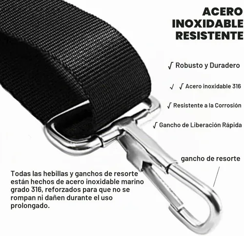 Vista 3 de RUSON Paquete de 2 correas ajustables para la parte superior de barco Bimini con gancho a presión de doble extremo, correas resistentes para toldo