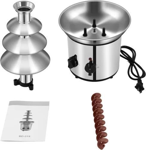 Vista 9 de Máquina de fuente de chocolate, fuente eléctrica de fondue de chocolate de 4 niveles, máquina de fuente de queso de capacidad de 1.8L/60.86 onzas