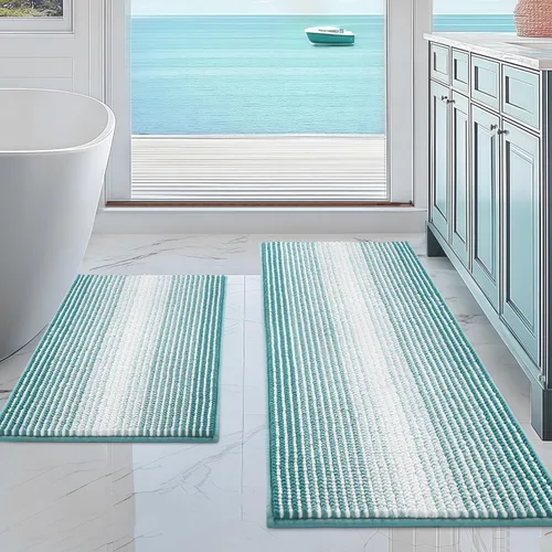 Vista 109 de BSICPRO Tapetes de baño de felpilla, 20 x 32 pulgadas, antideslizantes, absorbentes, suaves, peludos, para baño, lavables a máquina (salvia)