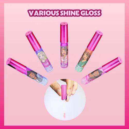 Vista 5 de Barbie - Juego de brillo de labios, 12 piezas a base de plantas, a partir de 3 años