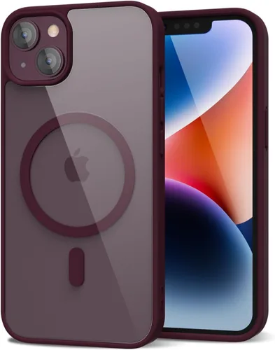 Vista 195 de oakxco Funda magnética transparente compatible con Magsafe, bonita funda delgada y transparente de poliuretano termoplástico no amarillenta, carcasa